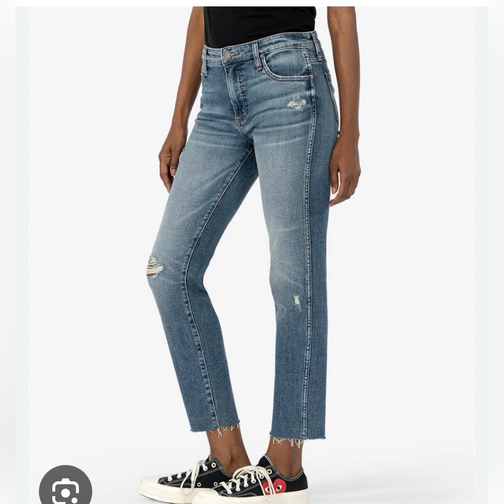 Kut From The Kloth Reese ankle straight leg frayed hem jeans size 6